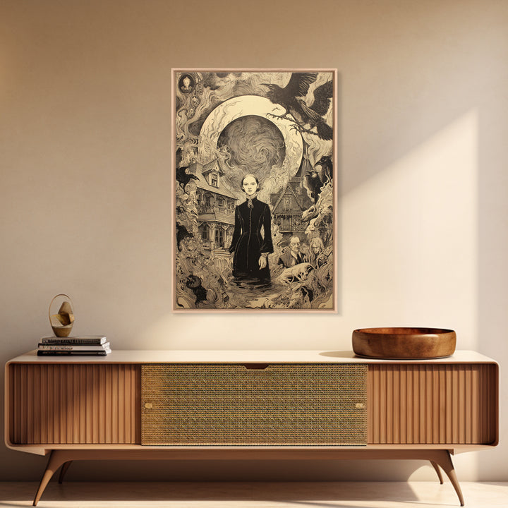 Victorian Mourning Halloween, Victorian Macabre Art, Vertical Wall Art, Macabre Wall Art, Framed Canvas Print, Halloween Wall Art