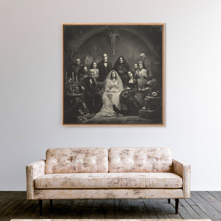 Victorian Mourning Halloween, Biomechanical Horror Art, Square Wall Art, Gothic Horror Wall Art, Framed Canvas Print, Halloween Wall Art