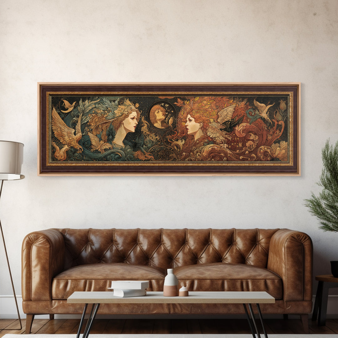 Art Nouveau Witchcraft, Visionary Gothic Art, Extra Wide Wall Art, Gothic Horror Wall Art, Canvas Print, Halloween Wall Art