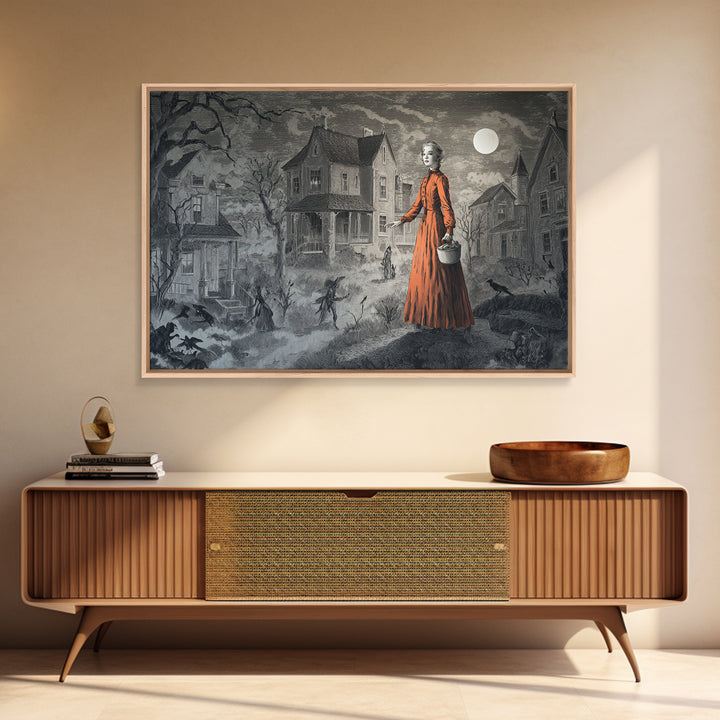 1950s Halloween Nostalgia, Victorian Macabre Art, Landscape Wall Art, Macabre Wall Art, Framed Canvas Print, Halloween Wall Art