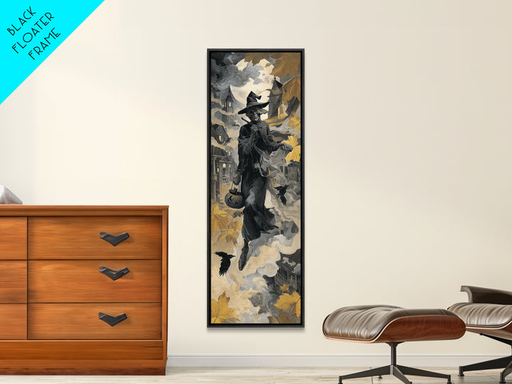 1950s Halloween Nostalgia, Surreal Apocalyptic Art, Tall Narrow Wall Art, Gothic Horror Wall Art, Framed Canvas Print