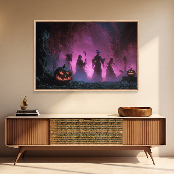 1980s Neon Horror, Dark Romantic Horror Art, Landscape Wall Art, Dark Fantasy Wall Art, Framed Canvas Print, Halloween Wall Art