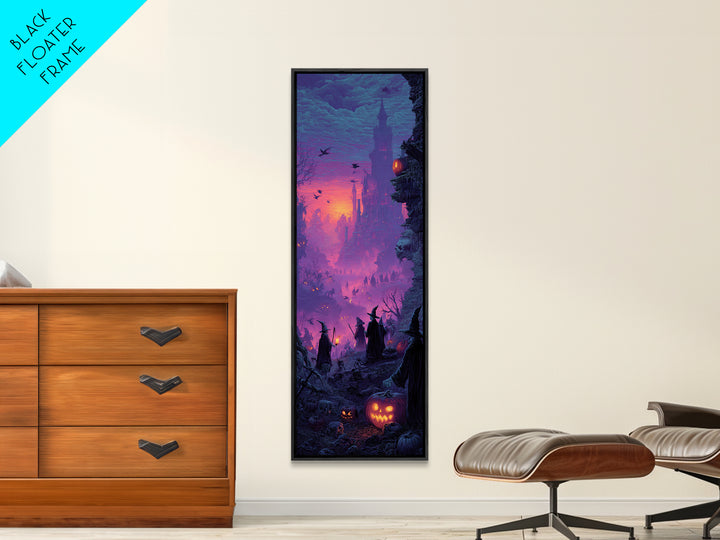 1980s Neon Horror, Surreal Apocalyptic Art, Tall Narrow Wall Art, Gothic Horror Wall Art, Framed Canvas Print, Halloween Wall Art