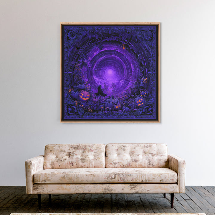 1980s Neon Horror, Biomechanical Horror Art, Square Wall Art, Dark Fantasy Wall Art, Canvas Print, Halloween Wall Art, Seasonal Home Decor