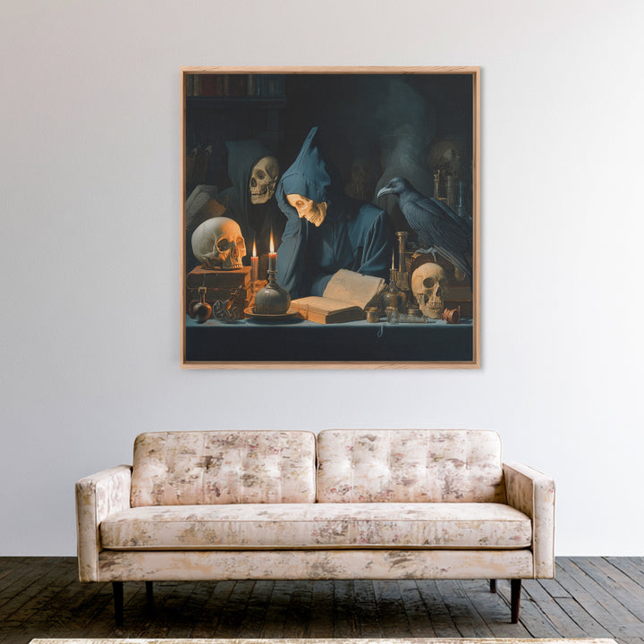 Dark Academia Halloween, Danse Macabre Art, Square Wall Art, Gothic Horror Wall Art, Framed Canvas Print