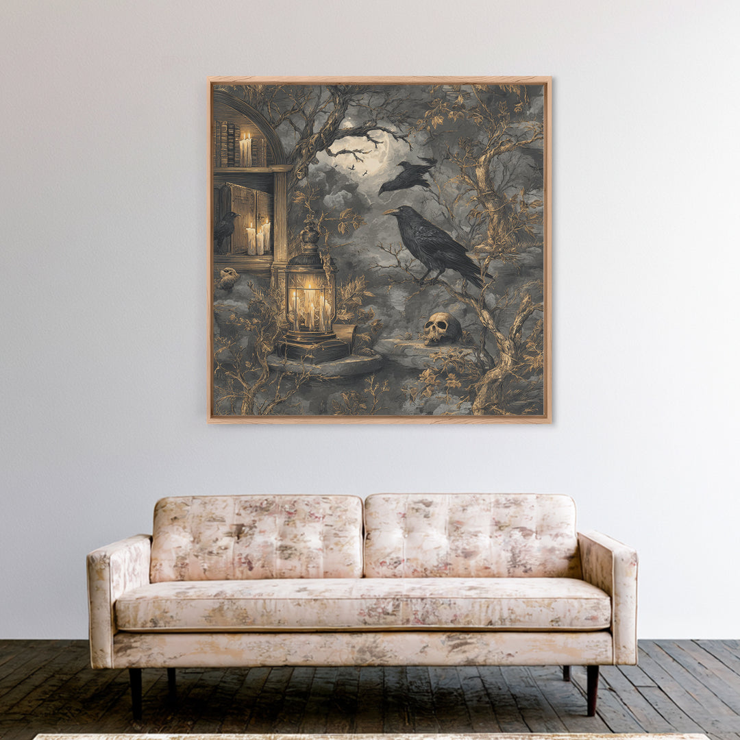 Dark Academia Halloween, Baroque Witchcraft Art, Square Wall Art, Dark Fantasy Wall Art, Framed Canvas Print, Halloween Wall Art