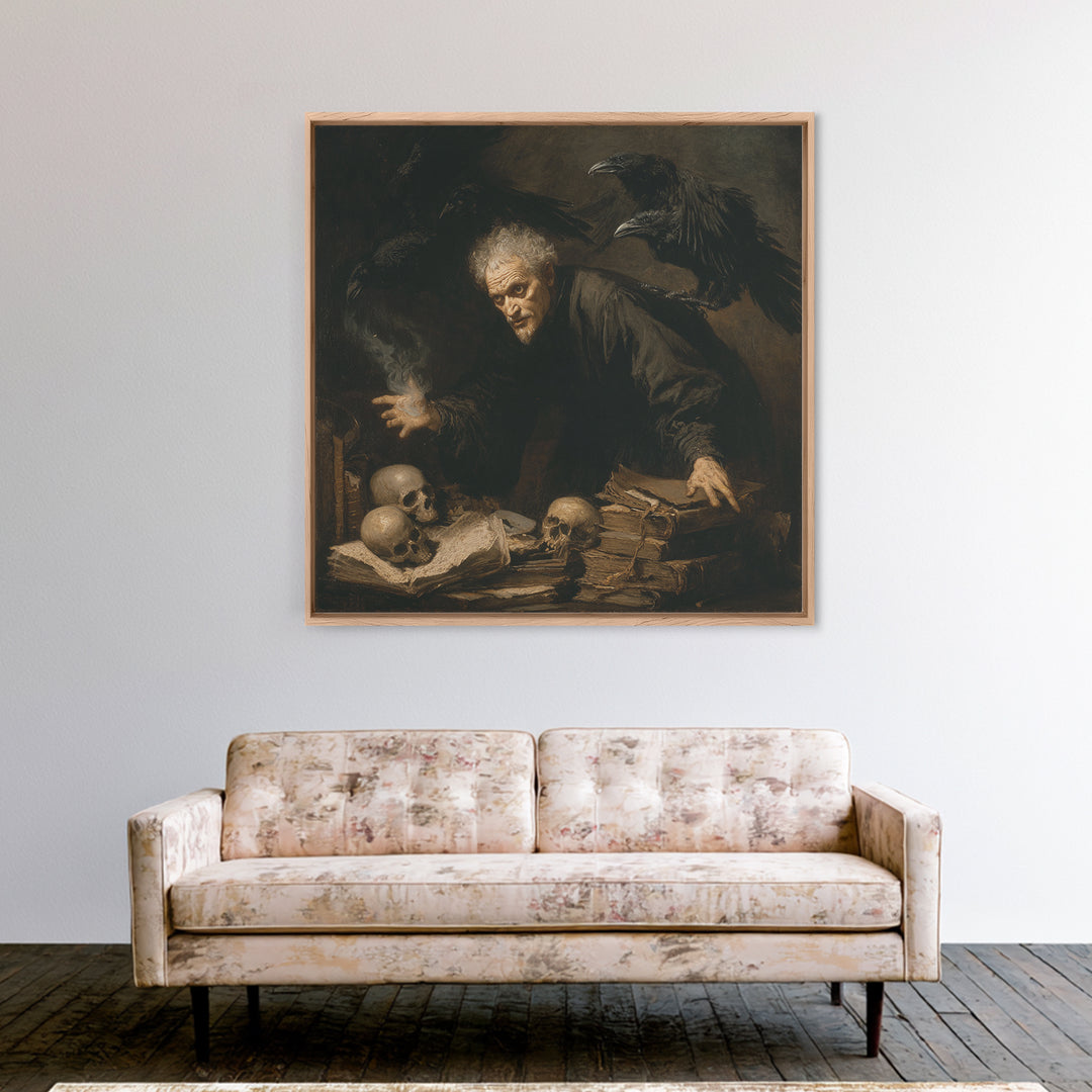 Dark Academia Halloween, Dark Romantic Horror Art, Square Wall Art, Dark Fantasy Wall Art, Canvas Print, Halloween Wall Art