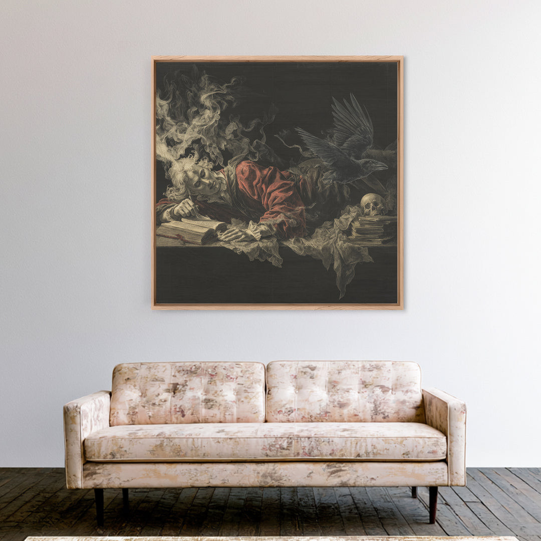 Dark Academia Halloween, Gothic Nightmare Art, Square Wall Art, Dark Fantasy Wall Art, Framed Canvas Print, Halloween Wall Art