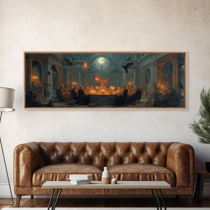 Dark Academia Halloween, Apocalyptic Romantic Art, Extra Wide Wall Art, Dark Halloween Decor, Canvas Print, Halloween Wall Art
