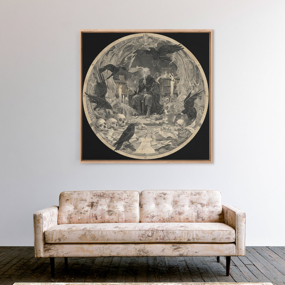 Dark Academia Halloween, Decadent Gothic Art, Square Wall Art, Dark Fantasy Wall Art, Framed Canvas Print, Halloween Wall Art