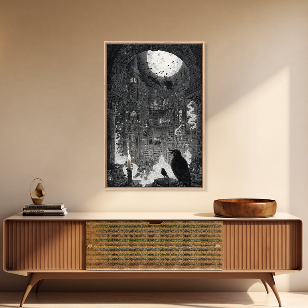 Dark Academia Halloween, Victorian Macabre Art, Vertical Wall Art, Dark Halloween Decor, Framed Canvas Print, Halloween Wall Art