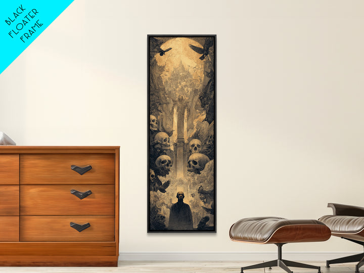 Dark Academia Halloween, Surreal Apocalyptic Art, Tall Narrow Wall Art, Dark Halloween Decor, Framed Canvas Print, Dark Fantasy Art