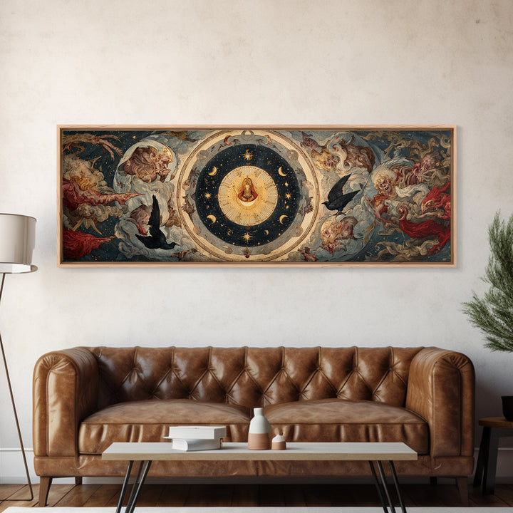 Celestial Witchcraft, Dark Renaissance Art, Extra Wide Wall Art, Macabre Wall Art, Canvas Print, Halloween Wall Art