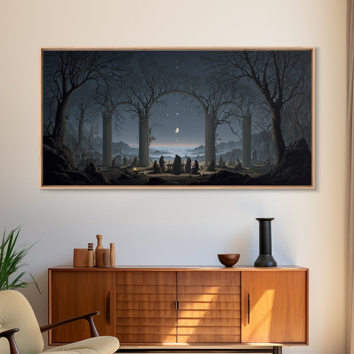 Celestial Witchcraft, Romantic Gothic Landscape, Wide Panoramic Art, Macabre Wall Art, Canvas Print, Halloween Wall Art