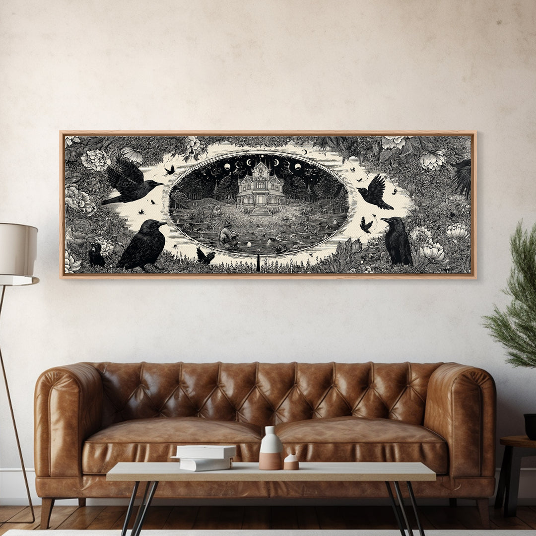 Celestial Witchcraft, Victorian Macabre Art, Extra Wide Wall Art, Macabre Wall Art, Canvas Print, Halloween Wall Art, Halloween Decor