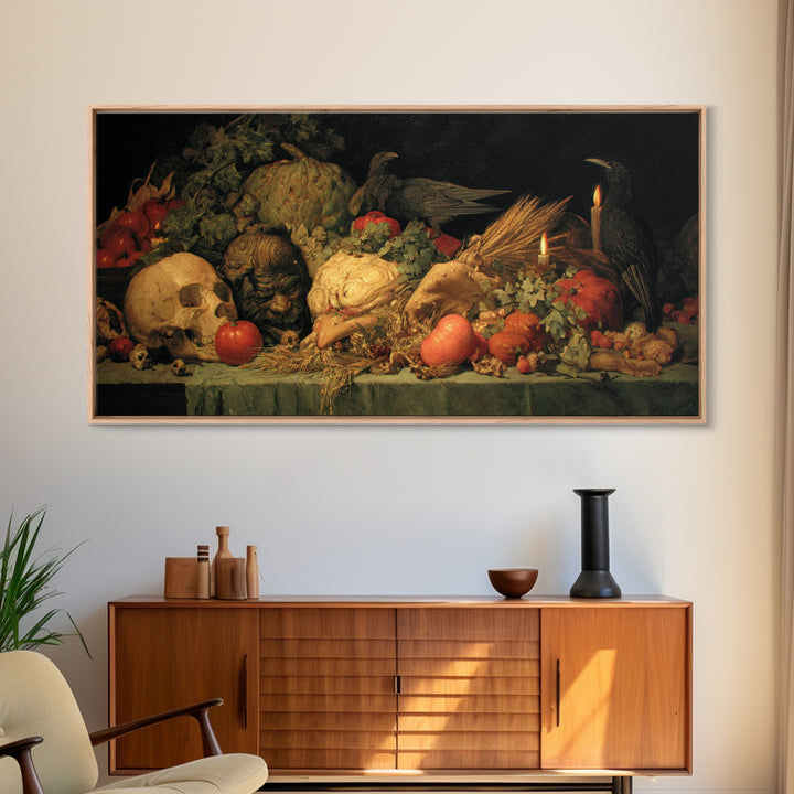 Occult Harvest Festival, Dark Renaissance Art, Wide Panoramic Art, Gothic Horror Wall Art, Framed Canvas Print, Dark Fantasy Art