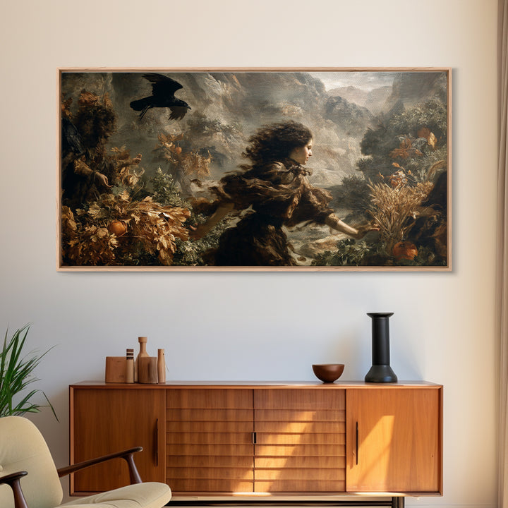 Occult Harvest Festival, Baroque Witchcraft Art, Wide Panoramic Art, Dark Fantasy Wall Art, Framed Canvas Print, Halloween Wall Art
