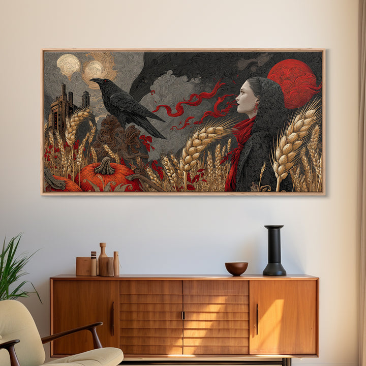 Occult Harvest Festival, Apocalyptic Romantic Art, Wide Panoramic Art, Gothic Horror Wall Art, Canvas Print, Halloween Wall Art