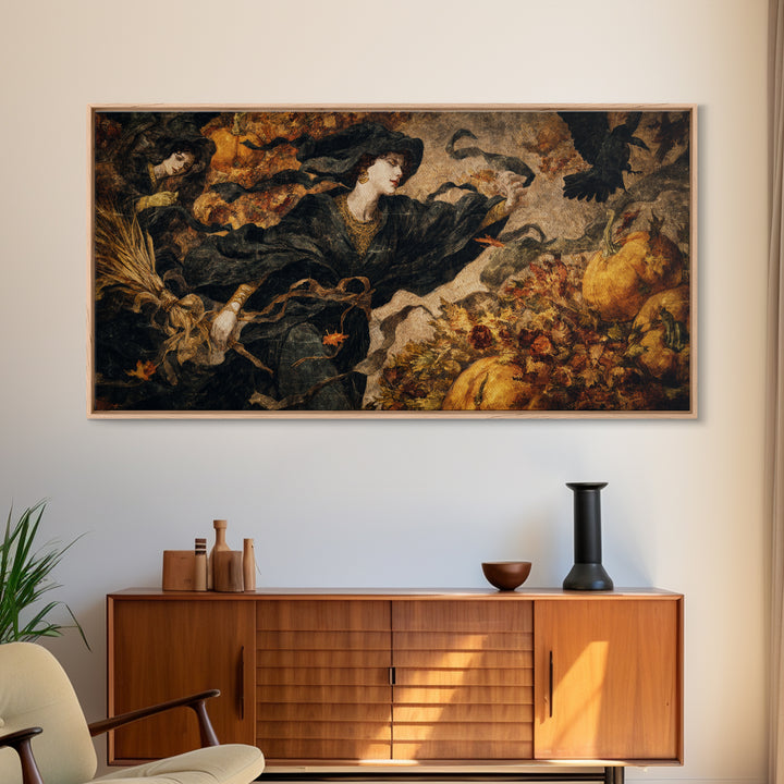 Occult Harvest Festival, Dark Symbolist Art, Wide Panoramic Art, Gothic Horror Wall Art, Canvas Print, Halloween Wall Art