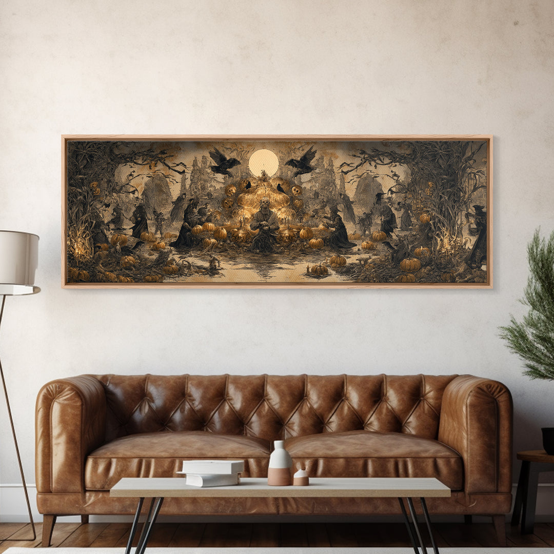Occult Harvest Festival, Surreal Apocalyptic Art, Extra Wide Wall Art, Dark Fantasy Wall Art, Canvas Print, Halloween Wall Art