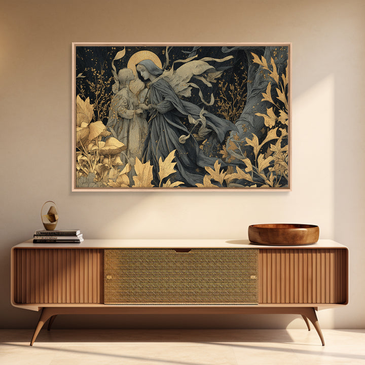 Enchanted Woodland Halloween, Symbolist Death Art, Landscape Wall Art, Dark Halloween Decor, Canvas Print, Halloween Wall Art