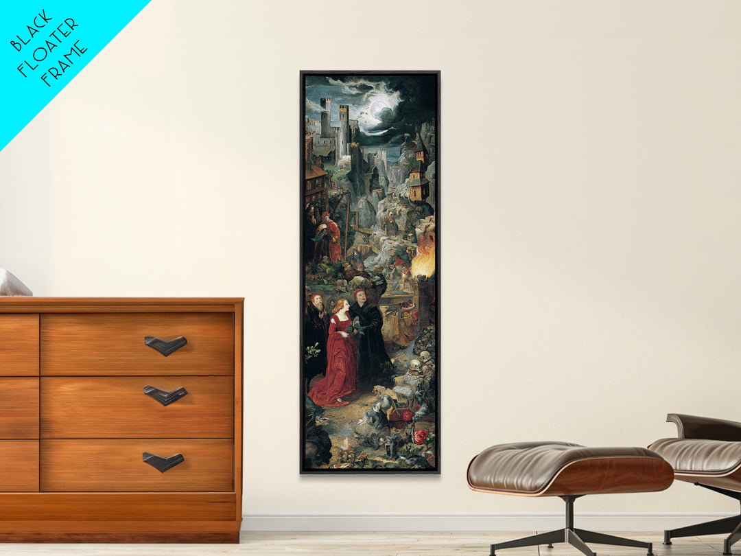 Gothic Romance, Danse Macabre Art, Tall Narrow Wall Art, Gothic Horror Wall Art, Framed Canvas Print, Halloween Wall Art