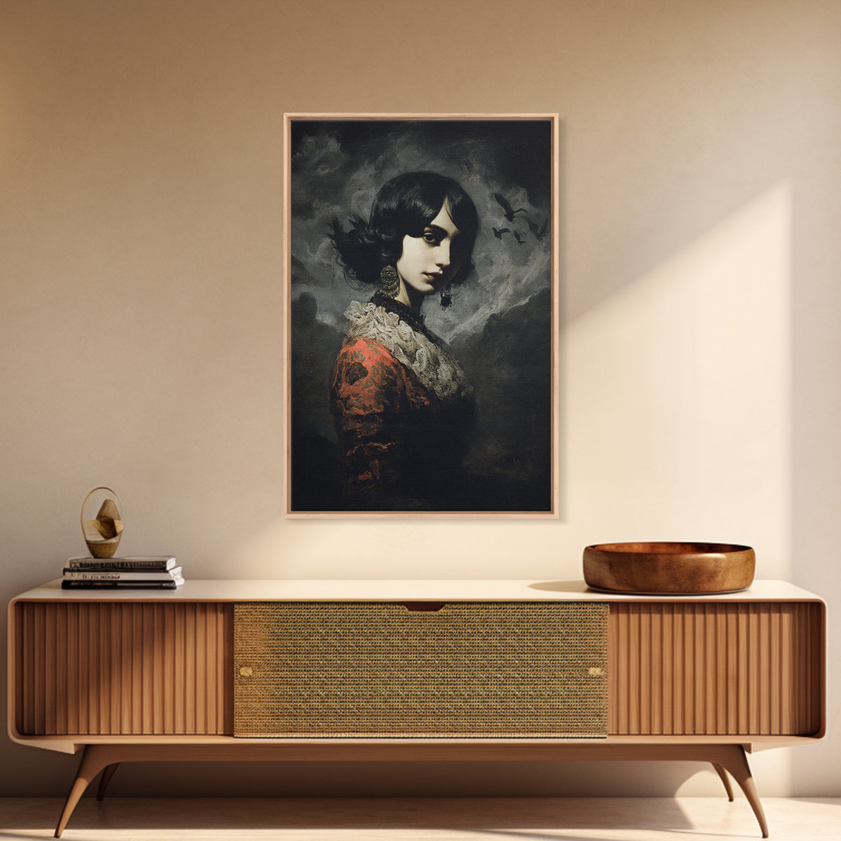 Gothic Romance, Dark Romantic Horror Art, Vertical Wall Art, Dark Halloween Decor, Framed Canvas Print, Halloween Wall Art