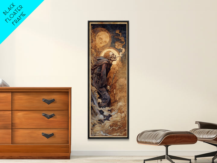 Haunted Seaside Halloween, Dark Renaissance Art, Tall Narrow Wall Art, Dark Halloween Decor, Framed Canvas Print