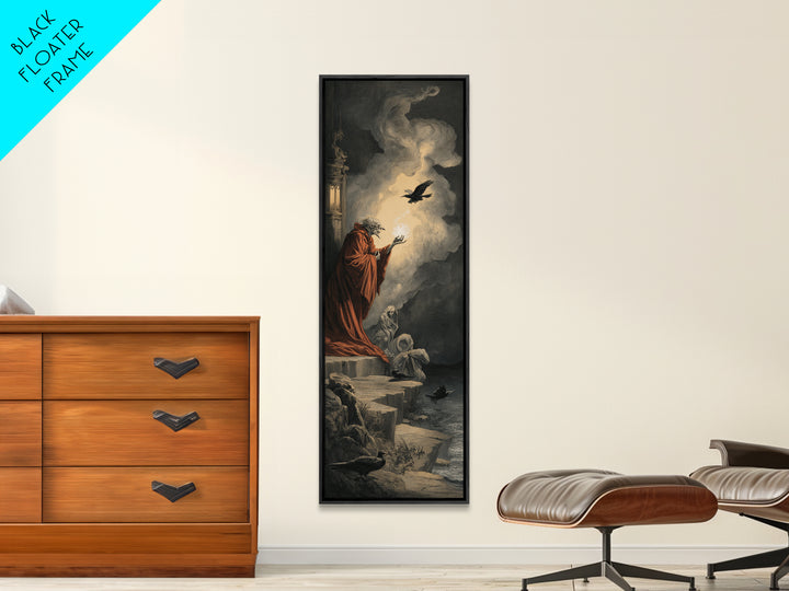 Haunted Seaside Halloween, Gothic Nightmare Art, Tall Narrow Wall Art, Macabre Wall Art, Canvas Print, Halloween Wall Art