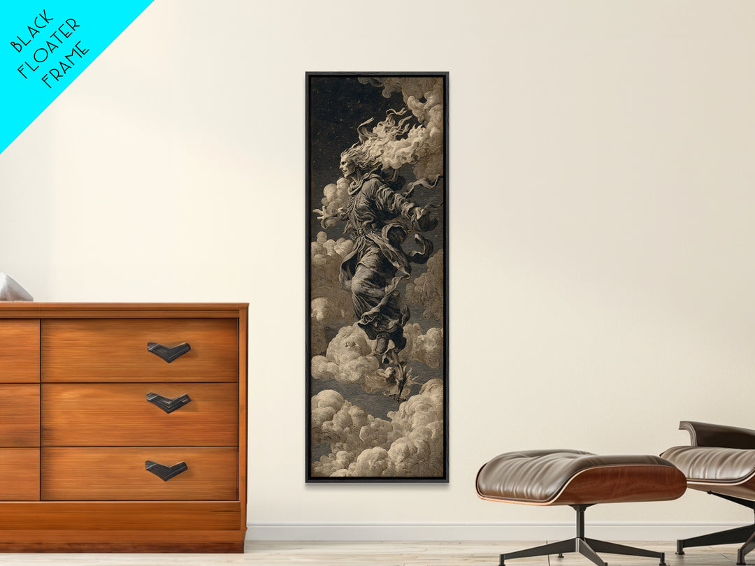 Haunted Seaside Halloween, Visionary Gothic Art, Tall Narrow Wall Art, Gothic Horror Wall Art, Framed Canvas Print, Halloween Wall Art