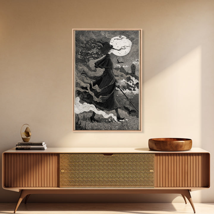Haunted Seaside Halloween, Victorian Macabre Art, Vertical Wall Art, Dark Halloween Decor, Canvas Print, Halloween Wall Art