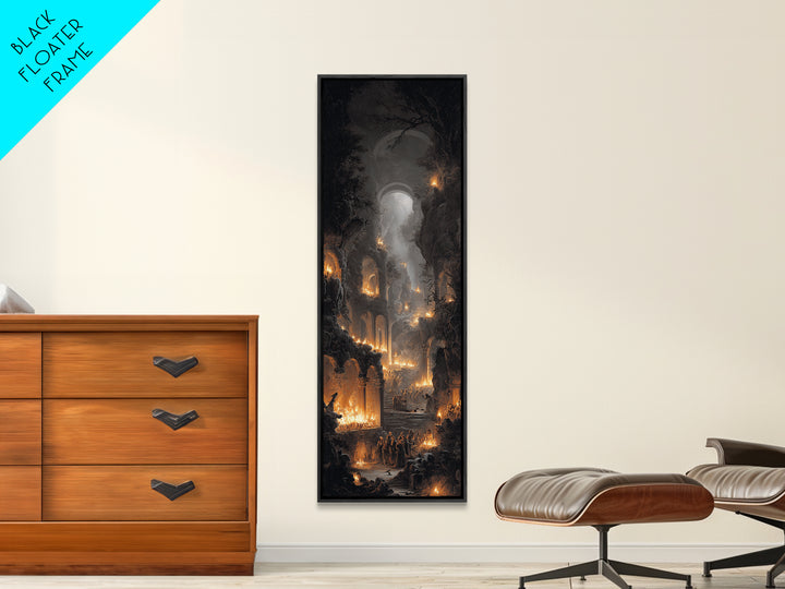 The Candlelit Crypt, Baroque Witchcraft Art, Tall Narrow Wall Art, Macabre Wall Art, Canvas Print, Halloween Wall Art, Halloween Decor