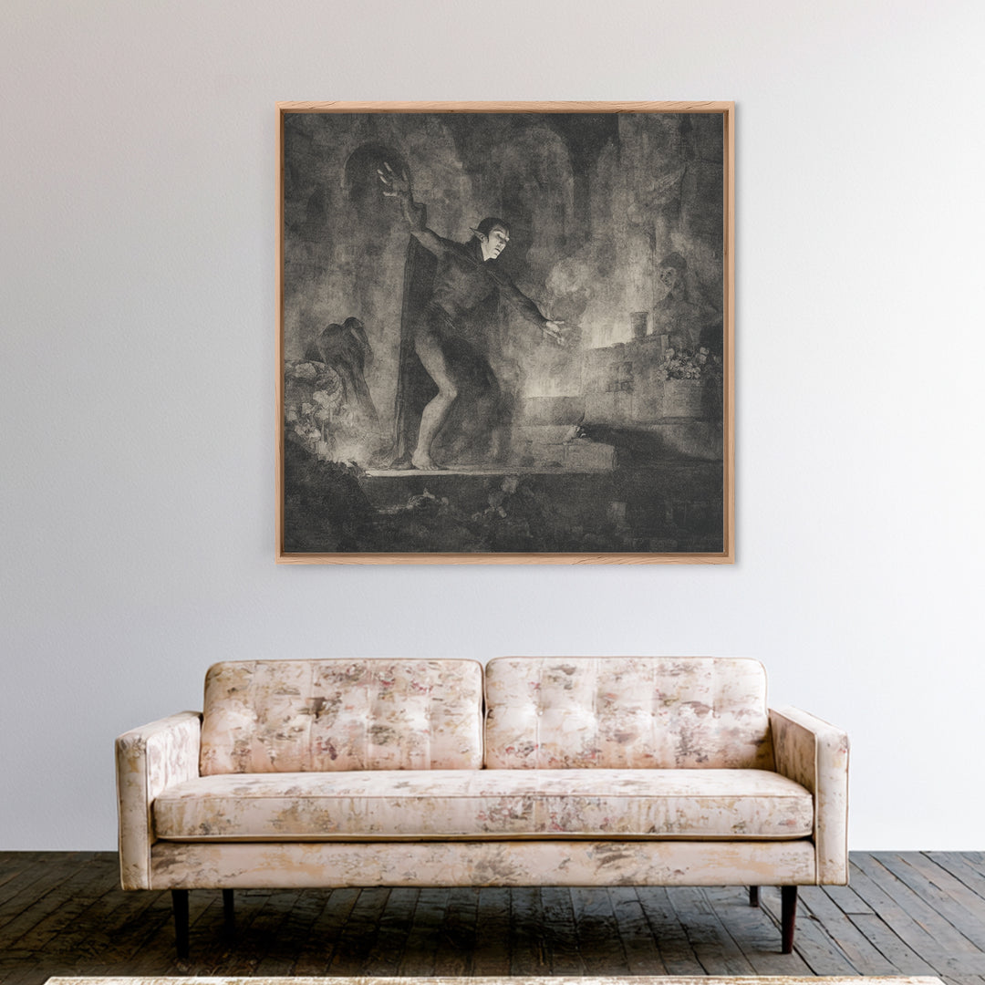 The Candlelit Crypt, Symbolist Dream Art, Square Wall Art, Macabre Wall Art, Framed Canvas Print, Halloween Wall Art, Halloween Decor