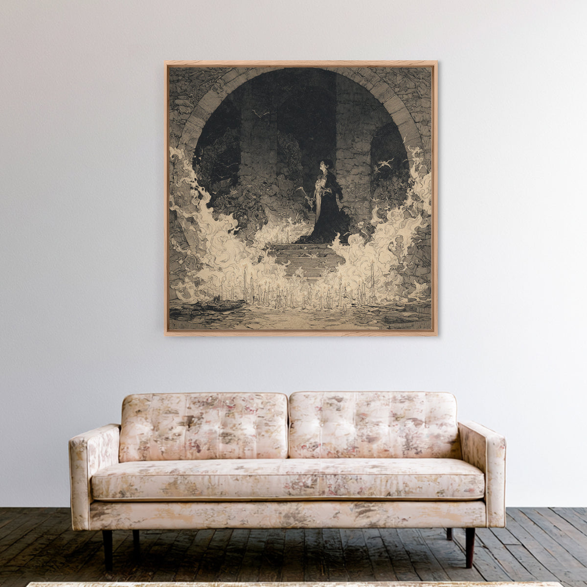 The Candlelit Crypt, Decadent Gothic Art, Square Wall Art, Macabre Wall Art, Canvas Print, Halloween Wall Art, Statement Wall Art