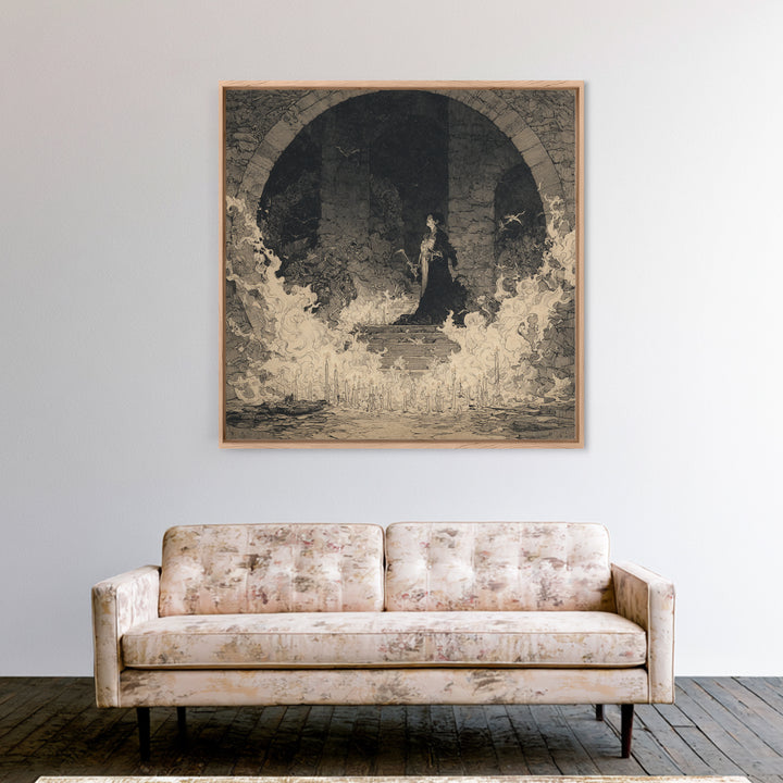 The Candlelit Crypt, Decadent Gothic Art, Square Wall Art, Macabre Wall Art, Canvas Print, Halloween Wall Art, Statement Wall Art