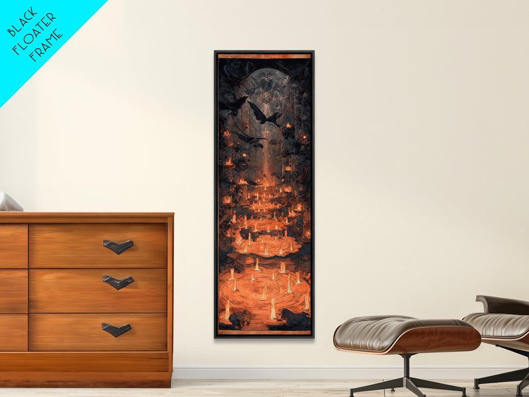 The Candlelit Crypt, Expressionist Gothic Art, Tall Narrow Wall Art, Macabre Wall Art, Canvas Print, Halloween Wall Art, Statement Wall Art