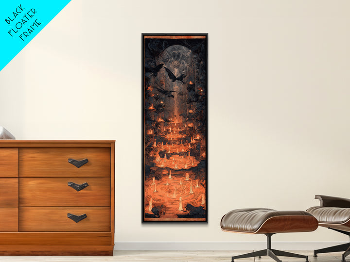The Candlelit Crypt, Expressionist Gothic Art, Tall Narrow Wall Art, Macabre Wall Art, Canvas Print, Halloween Wall Art, Statement Wall Art