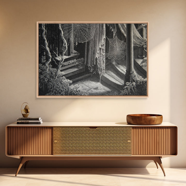 Black Lace And Cobwebs, Danse Macabre Art, Landscape Wall Art, Macabre Wall Art, Canvas Print, Halloween Wall Art