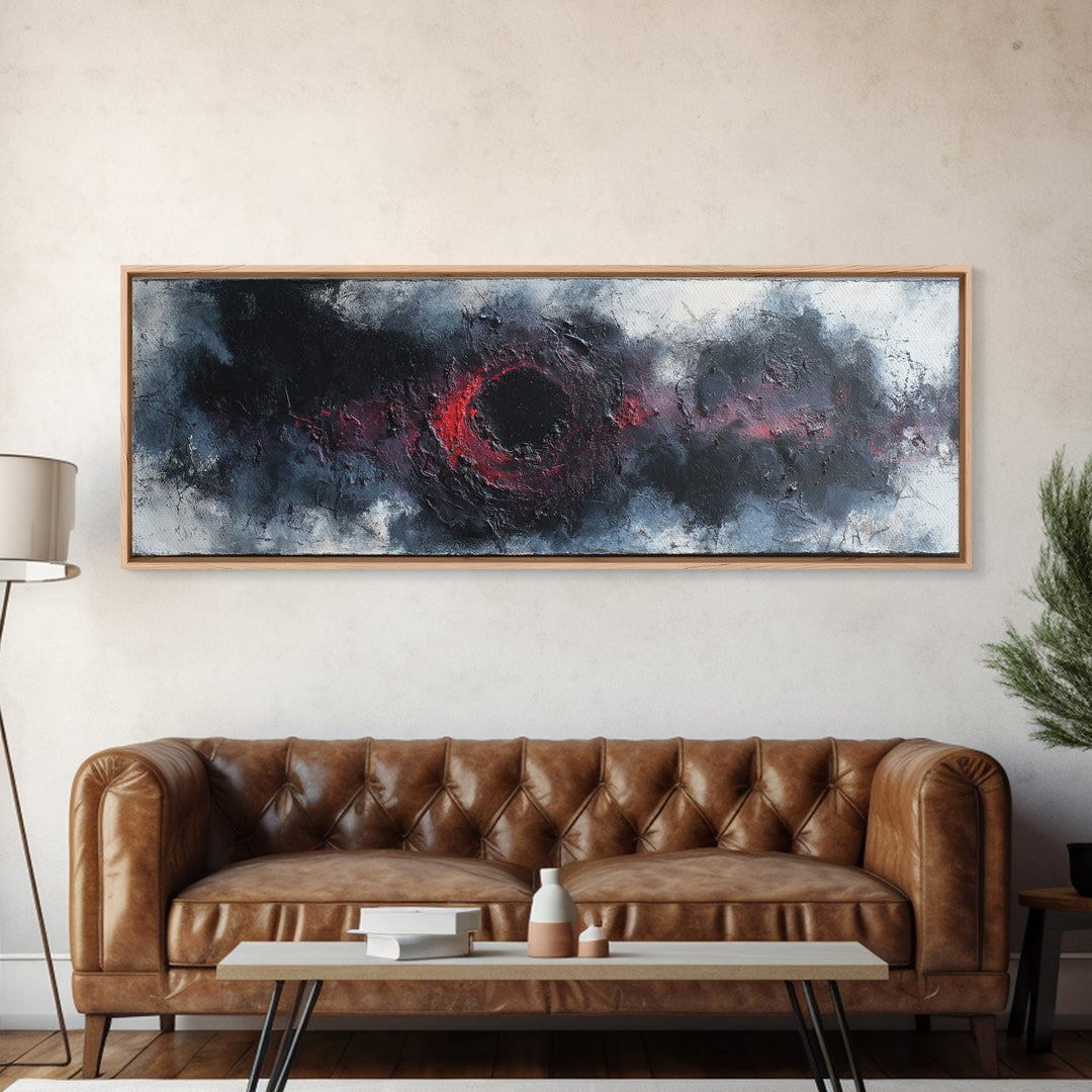 Deep Charcoal Abstract Canvas Print, Dark Art, Gothic Wall Art, Living Room Decor, Nocturne, Spooky Decor, Gallery Decor, DAR-3x1-13
