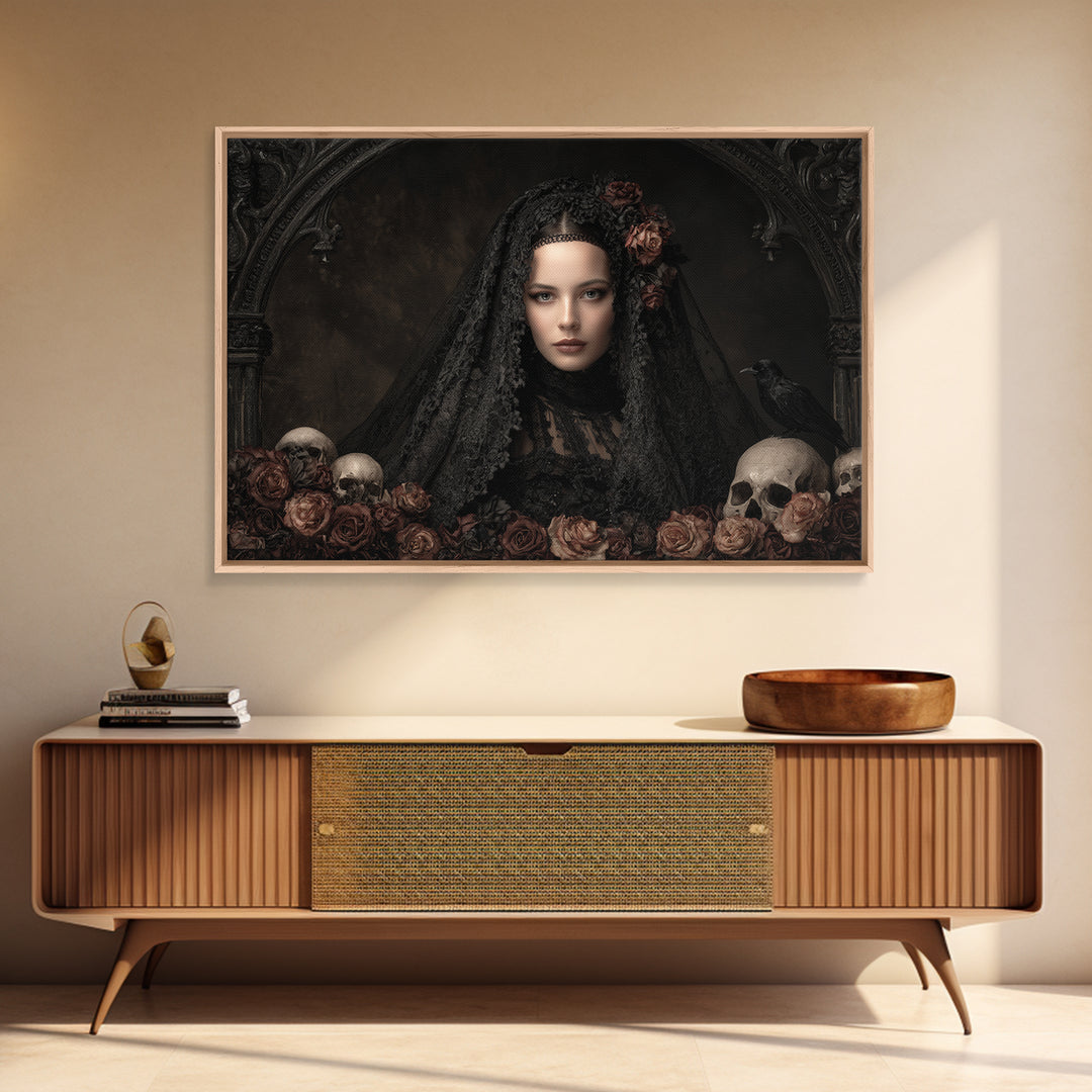 Gothic Woman Portrait Canvas Print, Dark Art, Room Decor, Living Room Decor, Oil Painting, Nocturne, Digital Art, DAR-3x2-56