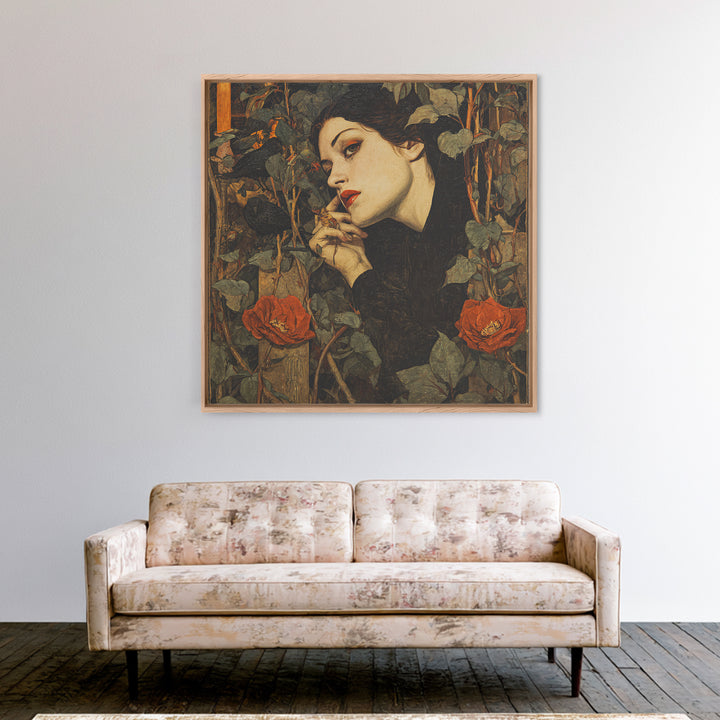 The Poison Garden, Dark Symbolist Art, Square Wall Art, Dark Halloween Decor, Canvas Print, Halloween Wall Art, Gothic Home Decor