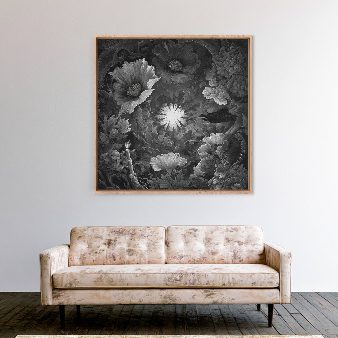 The Poison Garden, Biomechanical Horror Art, Square Wall Art, Dark Halloween Decor, Canvas Print, Halloween Wall Art, Macabre Wall Art