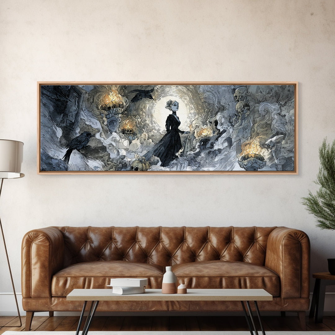 Frozen Halloween, Decadent Gothic Art, Extra Wide Wall Art, Macabre Wall Art, Framed Canvas Print, Halloween Wall Art