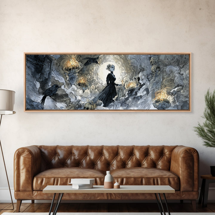 Frozen Halloween, Decadent Gothic Art, Extra Wide Wall Art, Macabre Wall Art, Framed Canvas Print, Halloween Wall Art