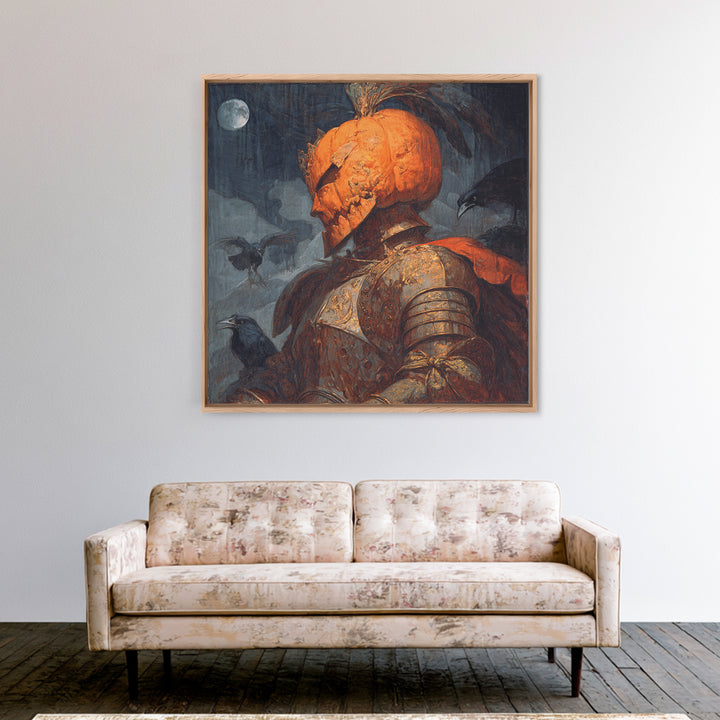 The Pumpkin Paladin, Decadent Gothic Art, Square Wall Art, Gothic Horror Wall Art, Framed Canvas Print, Halloween Wall Art