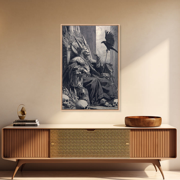 The Necromancer Queen, Renaissance Engraving Art, Vertical Wall Art, Macabre Wall Art, Canvas Print, Halloween Wall Art, Horror Wall Art