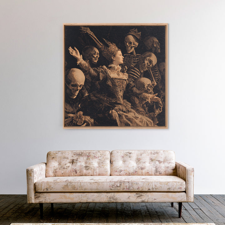The Necromancer Queen, Danse Macabre Art, Square Wall Art, Macabre Wall Art, Canvas Print, Halloween Wall Art