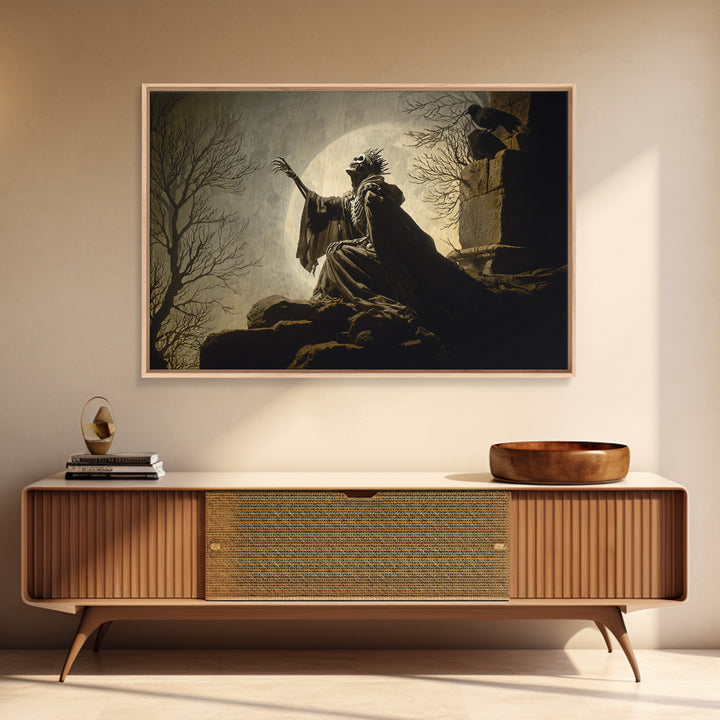 The Necromancer Queen, Romantic Gothic Landscape, Landscape Wall Art, Dark Halloween Decor, Canvas Print, Halloween Wall Art