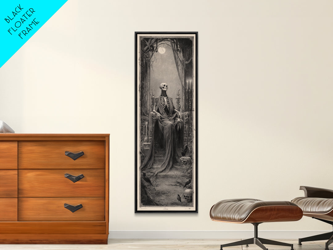 The Necromancer Queen, Surreal Apocalyptic Art, Tall Narrow Wall Art, Macabre Wall Art, Framed Canvas Print, Halloween Wall Art