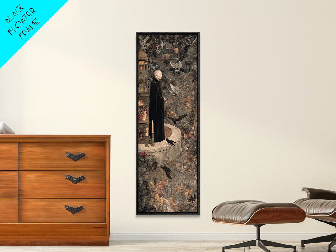 The Bat Prince, Medieval Grotesque Art, Tall Narrow Wall Art, Dark Fantasy Wall Art, Canvas Print, Halloween Wall Art
